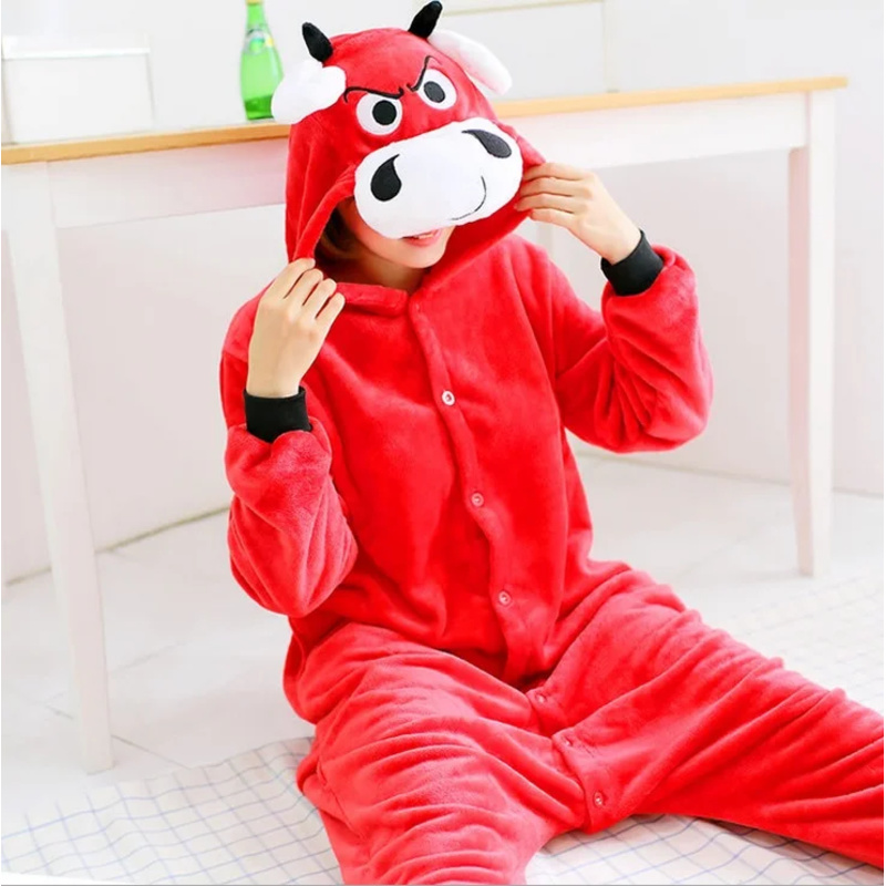 Winter Clothing Europe - lHalloween Cosplayl Kigurumi Kostum Onesies Red