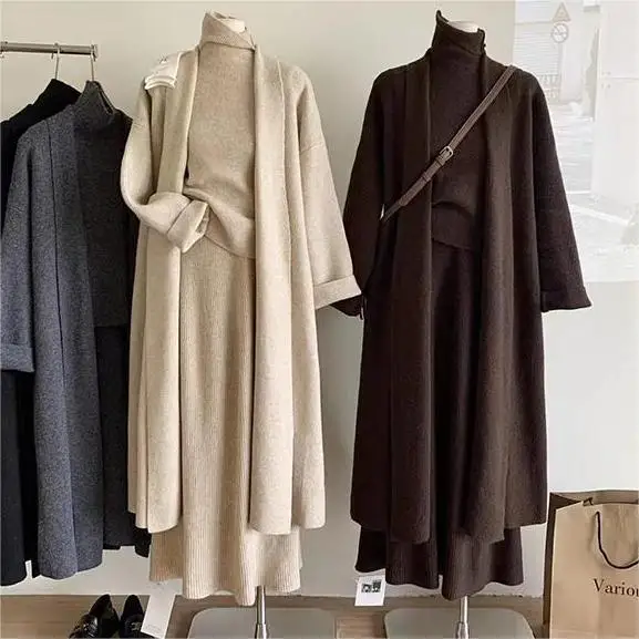 Winter Clothing Sale - Rompi Sweter Panjang Wanita Set Tiga