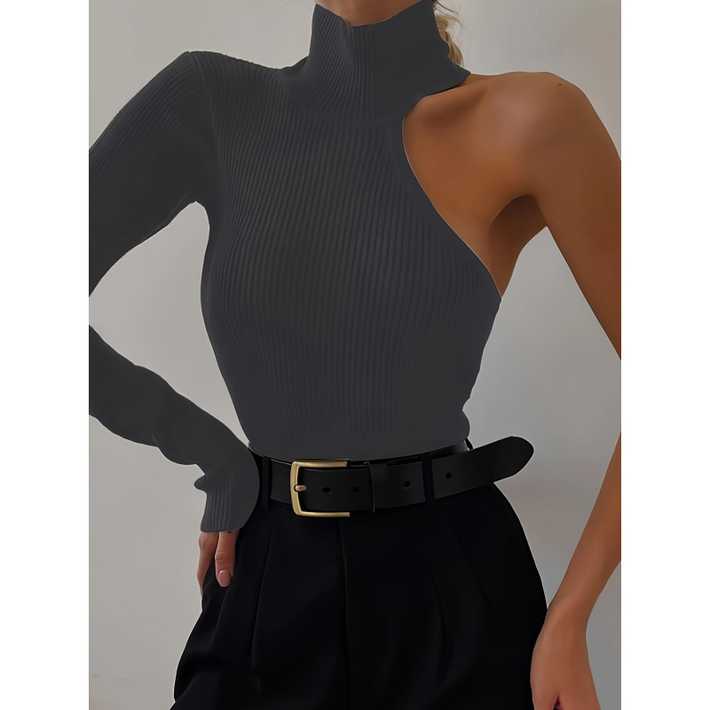 Bodysuit Rajut Rib Asimetris S - Winter Clothing Women'S ulasan dan harga